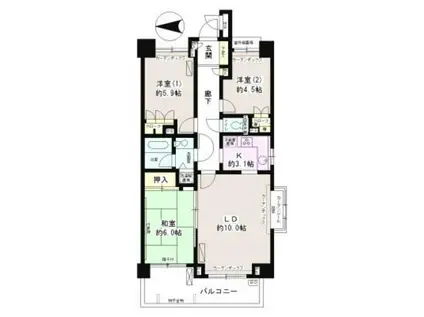 パーク・ハイム中野坂上(3LDK/7階)の間取り写真