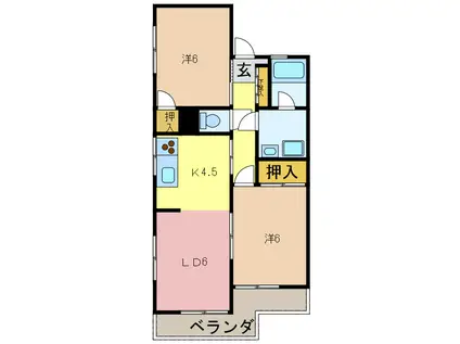 ロイヤルハイツヨシダ(2LDK/3階)の間取り写真