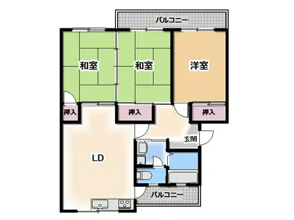 パルヴィレッジ四軒町(3LDK/2階)の間取り写真