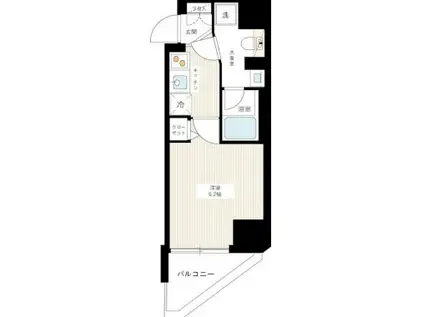 ハーモニーレジデンス品川荏原(1K/6階)の間取り写真