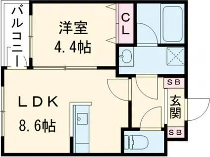 GLANZ 六ツ門(1LDK/1階)の間取り写真