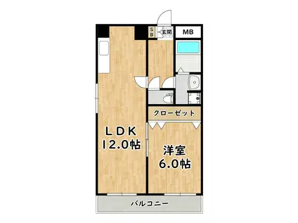 ＪＲ東海道本線 塚本駅 徒歩3分 6階建 築37年(1LDK/6階)の間取り写真