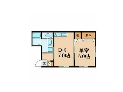 サンフラワー(1DK/2階)の間取り写真