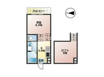 エイジス石神(1SK/1階)の間取り写真