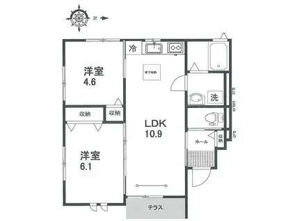 セレッソA(2LDK/1階)の間取り写真