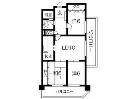 ビバリーヒルズ鶴山台(3LDK/3階)の間取り写真