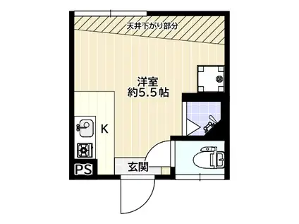 瑞泰寺アパート(ワンルーム/2階)の間取り写真