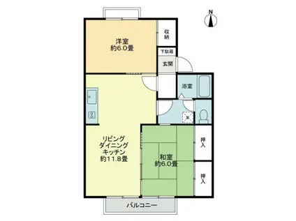 フォブールアベリアB(2LDK/2階)の間取り写真