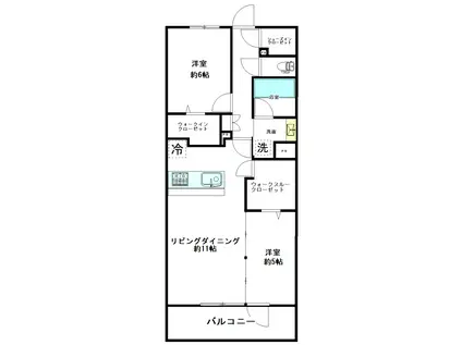 ミッドタワーいわき(2LDK/2階)の間取り写真