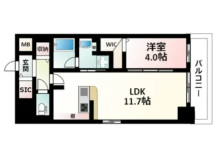 ラヴィベール江坂(1LDK/4階)の間取り写真