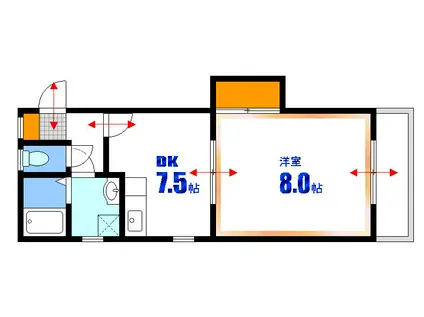 ヴィオラ大芝(1DK/4階)の間取り写真