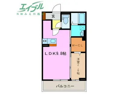 リエート中央町(1LDK/2階)の間取り写真