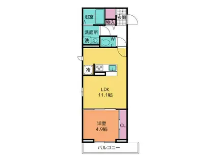 コンフォート横浜緑(1LDK/2階)の間取り写真