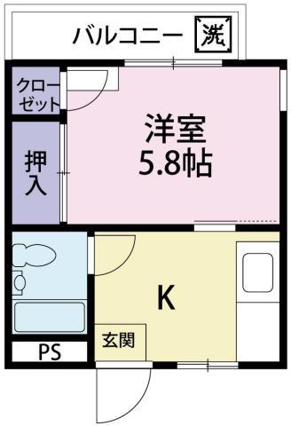 メゾン・コサージュ(1K/2階)の間取り写真