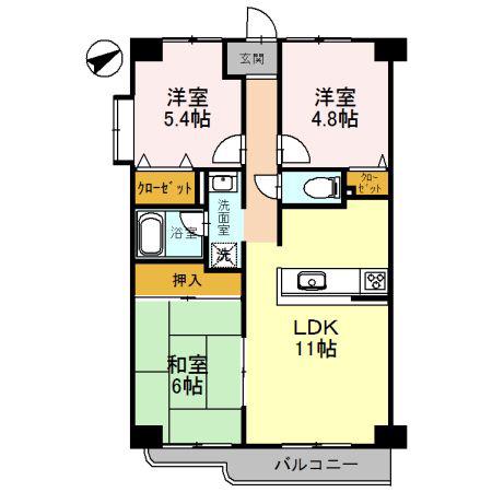 フェリーチェ和泉(3LDK/5階)の間取り写真