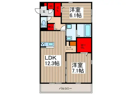 エース美園第一ビル(2LDK/2階)の間取り写真