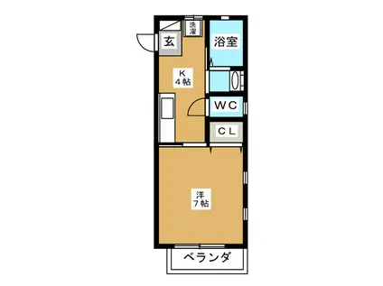 ヴェルドミール(1K/2階)の間取り写真