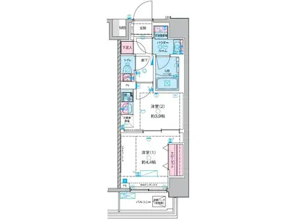 ジェノヴィア木場II(1K/2階)の間取り写真