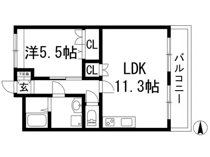 グランドチェスタ(1LDK/2階)の間取り写真