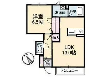 リメンブランス I棟(1LDK/1階)の間取り写真