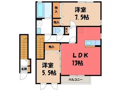 コフレ・ドール A(2LDK/2階)の間取り写真