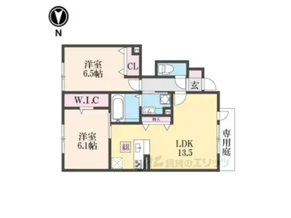 D-ROOM東町(2LDK/1階)の間取り写真