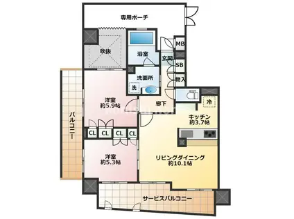 マイキャッスル駒込パークヒルズ(2LDK/9階)の間取り写真