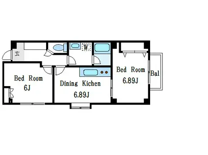 メゾンサンテピエス(2DK/3階)の間取り写真
