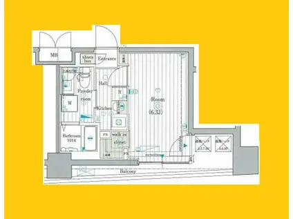 REGLUS YOKOHAMA MEDIO(1K/6階)の間取り写真