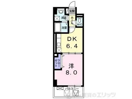 ハックベリー茨木南(1DK/2階)の間取り写真