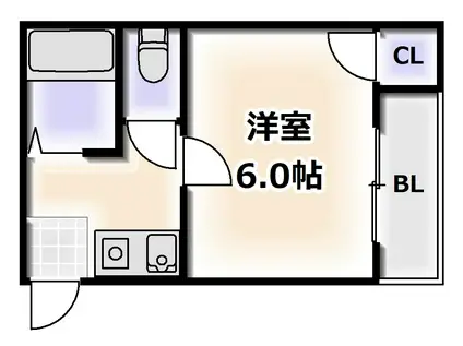 ライフステージ難波(1K/2階)の間取り写真