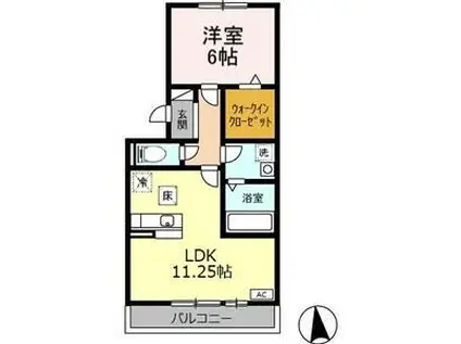 グラニュースクェア(1LDK/1階)の間取り写真