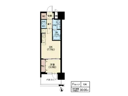 リッツ新大阪プレミアム(1DK/4階)の間取り写真