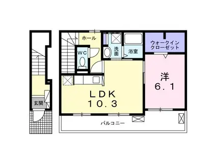 サンライズガーデン G(1LDK/2階)の間取り写真