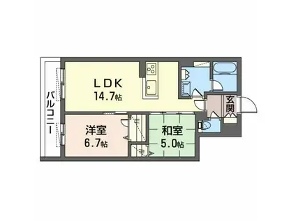 BELLE FELICIA(2LDK/2階)の間取り写真