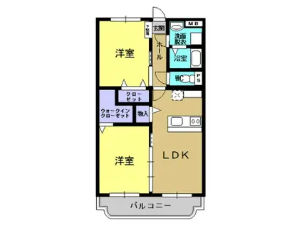 ル・ソレイユ妙円寺(2LDK/2階)の間取り写真