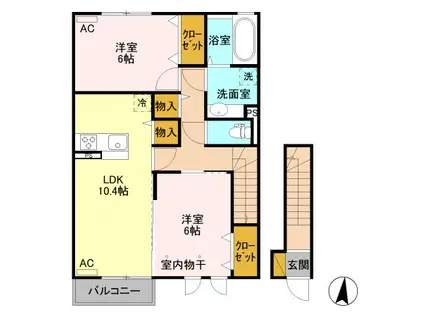グリーンプラザ(2LDK/2階)の間取り写真