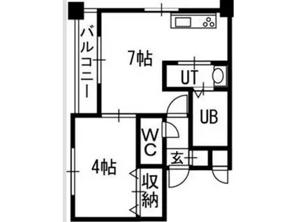 クラッセ北大通II(1DK/3階)の間取り写真