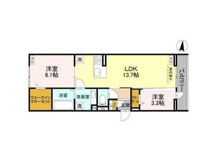 Dアヴァンス南越谷(2LDK/3階)の間取り写真