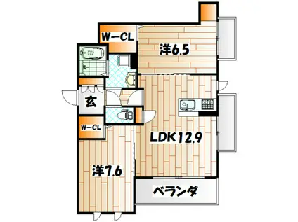 シトラスガーデンこがねまち(2LDK/2階)の間取り写真