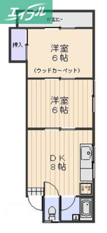 メゾンドいづみ(2DK/2階)の間取り写真