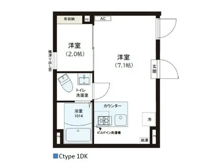 レピュア錦糸町レジデンスII(ワンルーム/1階)の間取り写真