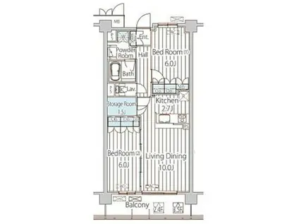 フェールメゾン西大島(2SLDK/2階)の間取り写真
