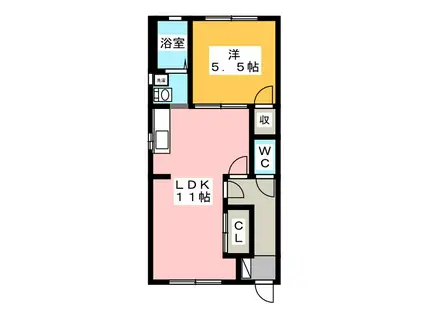 ムーディー栗山(1LDK/1階)の間取り写真