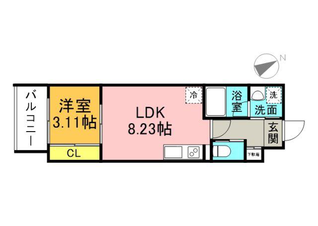 YELLSTAGE長束ウエスト(1LDK/4階)の間取り写真