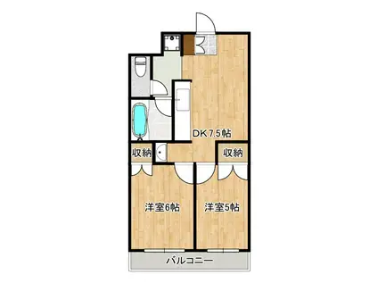 フクロクハイマンション1号館(2DK/4階)の間取り写真