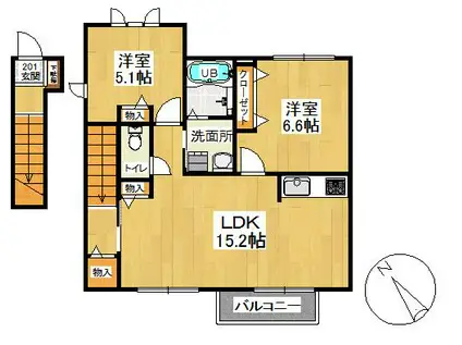 エクセルコート(2LDK/2階)の間取り写真