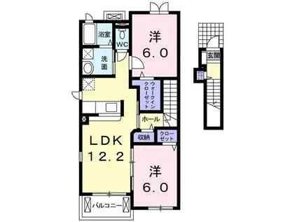 グランベルII(2LDK/2階)の間取り写真