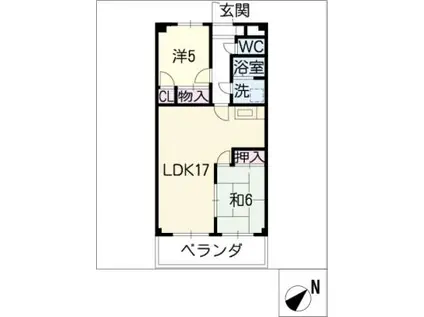 グランシェール(2LDK/3階)の間取り写真
