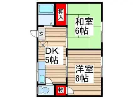 コーポ早稲田(2DK/2階)の間取り写真